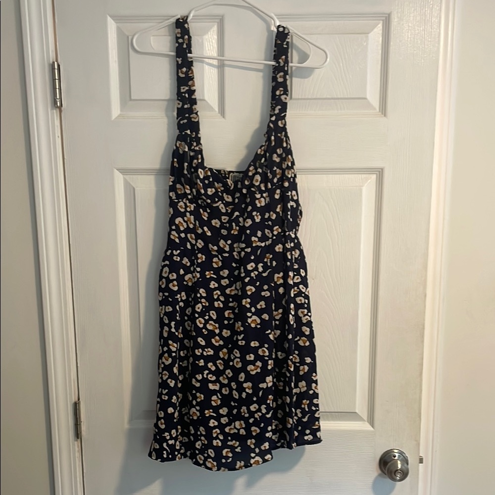 Free People Black and Cream Patterned Dress